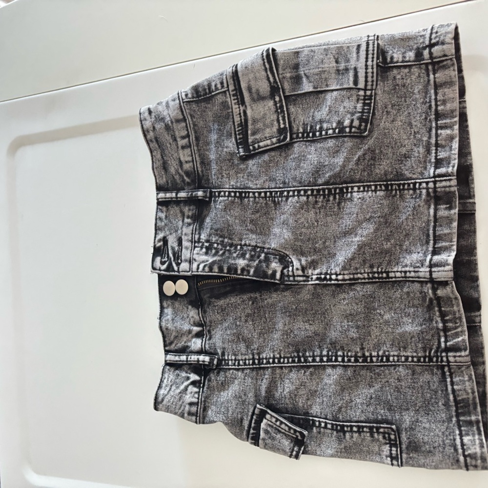 Gray Denim Mini Skirt